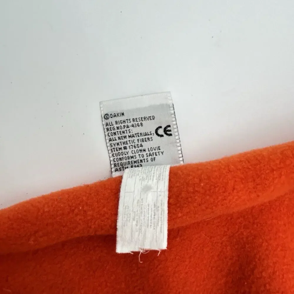 VTG Dakin Clown Lovey Baby Blanket Orange Satin Trim Bow Security HTF